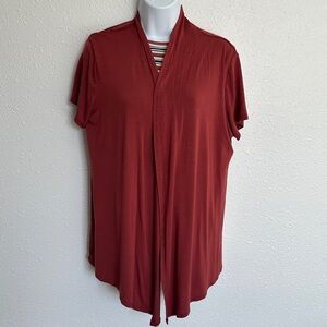 Maurices Rust Short Sleeve Open Front Draped Cardigan Size Large